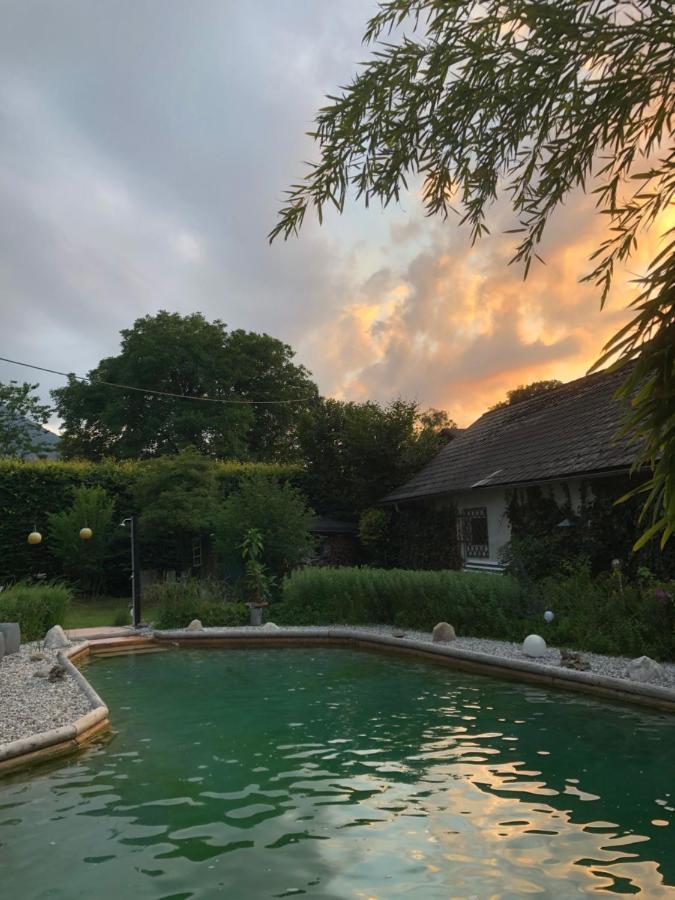 Haus in Anif bei Salzburg mit Sauna und Garten mit Badeteich Exterior foto